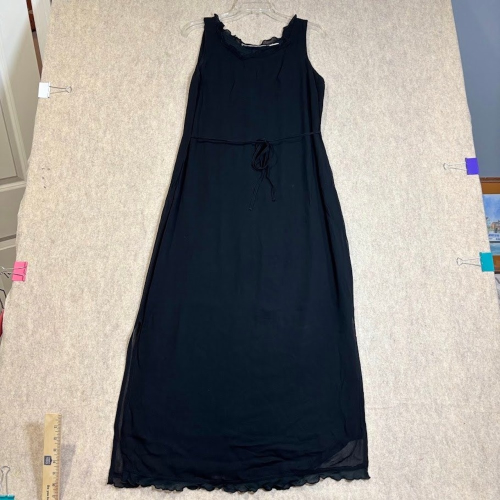 Victoria Holley Maxi Dress Wmn 8 Black Rayon Cotton Sleeveless Boho Chic Minimal